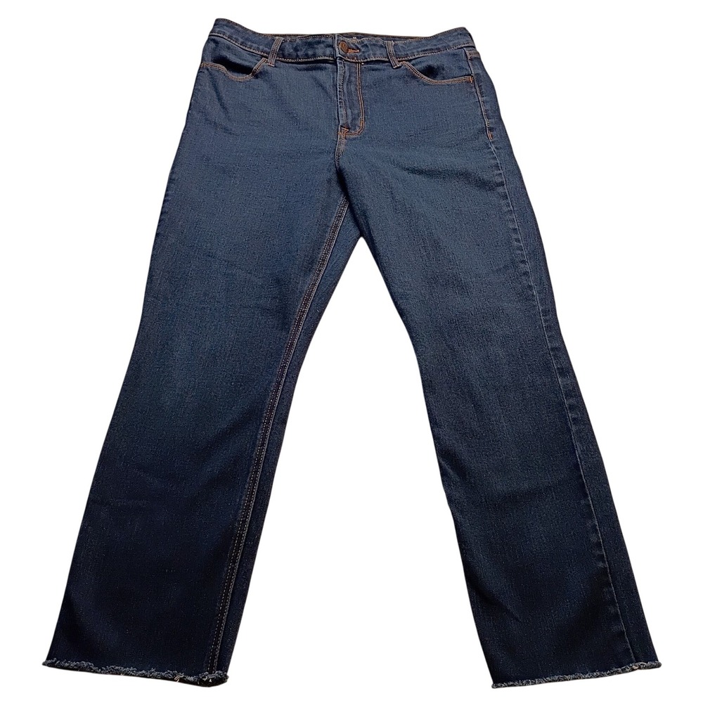 Old Navy Jeans Women's High-Rise Straight Raw Hem 10 Tall Blue Denim Casual
